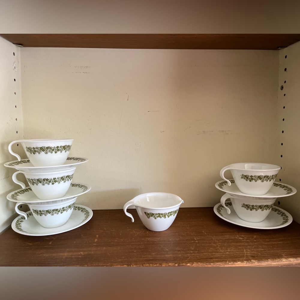 Vintage Corning Corelle Spring Blossom Coffee Teacups Saucers Creamer